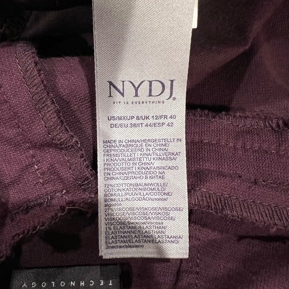NYDJ LiftXTuck Technology Women’s Size 8 Velvet Dark Purple Straight Leg - Picture 8 of 13